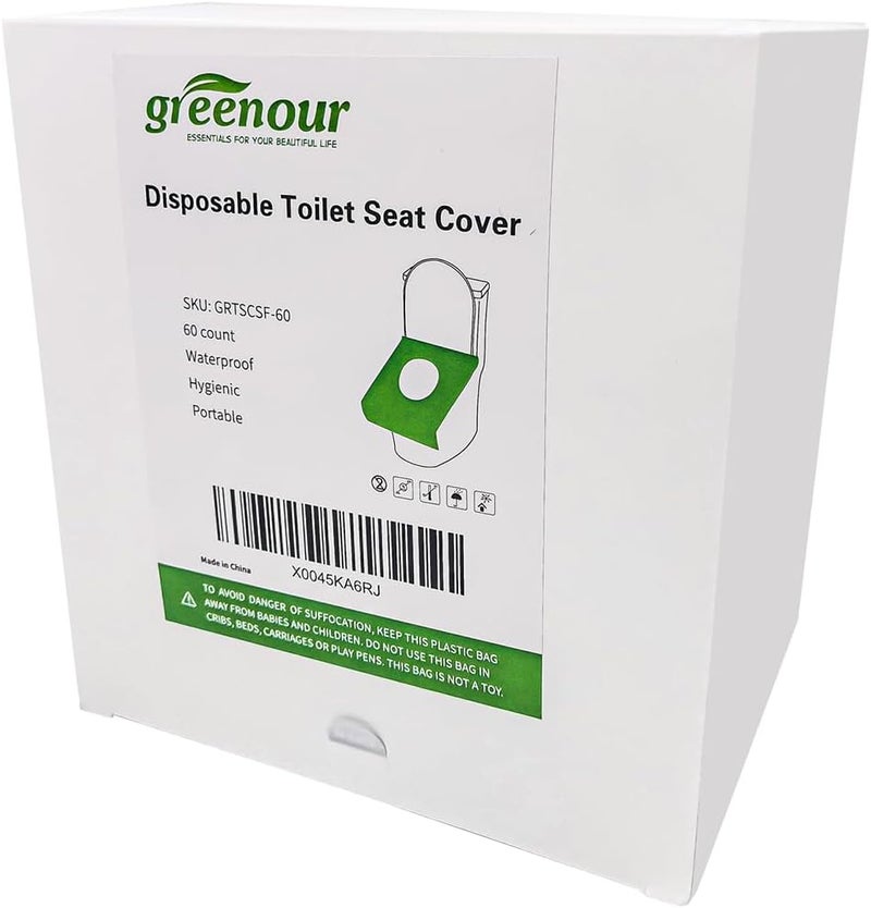 Greenour Disposable Toilet Seat Covers | 60 Travel Pack | Extra Thick & Waterproof | Sticker-Free Design for Adults & Kids | Great for Public Toilets (Airplane, Restroom, Outdoors) - Image 2